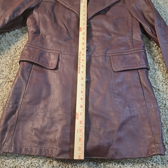 Vintage Men's Leather Coat Burgundy Washington Clothiers Size 42 USA - Picture 6 of 8